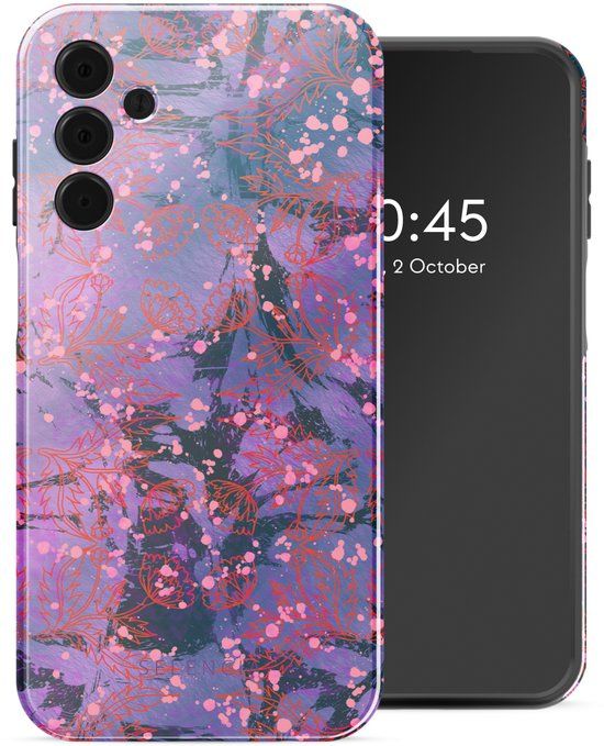Selencia Hoesje - Geschikt voor Samsung Galaxy A15 (4G) / A15 (5G) - Backcover - Fresh Paint Flower Orange