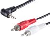 1aTTack.de 5x 1,5m Zwarte Haakse Audiokabel 3,5mm Jackplug 2x RCA