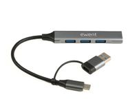 Ewent EW1154 interface hub USB 3.2 Gen 1 (3.1 Gen 1) Type-A + Type-C Grijs