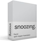 Snoozing flanel split-topper hoeslaken Grijs Lits-jumeaux (180x210/220 cm) (20 grijs topper)