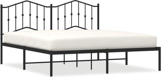 vidaXL Bedframe met hoofdbord metaal zwart 180x200 cm