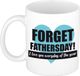Bellatio Decorations Forget Fathers day mok / beker - wit en blauw - cadeau papa - Vaderdag / verjaardag