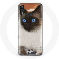 Maniacase Etui voor Huawei P20 Lite Siamese zwart-wit blauwe ogen