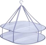 Sans marque Étendoir à linge pliable en maille avec sangle de fixation - Coupe-vent - Pliable - Étendoir suspendu pour pull, plumes, manteau, chaussettes - Intérieur extérieur - Potable - 1 2 couches