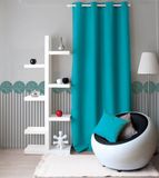 HomeMaison Effen gordijn met zeilringen, polyester, turkoois