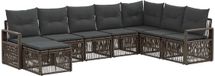 vidaXL Tuinbank - Set - 8 zitplekken - Grijs - Polyrattan