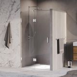 Brauer Void - Nisdeur - 2-Delig - Helder Glas - 120 x 200 cm - Omkeerbaar - met Draaideur 60 cm - Aan Glas - incl. Glascoating - Chroom