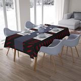 Bonamaison Tafelkleed, Anti-Mold, Sneldrogend, Waterdicht, 100% Polyester Tafellaken, rood Zwart, 140 x 200 Cm