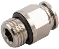 RS PRO Steekfitting, schroefdraad-tot-buis, messing vernikkeld, 20bar, verpakking van 10 stuks