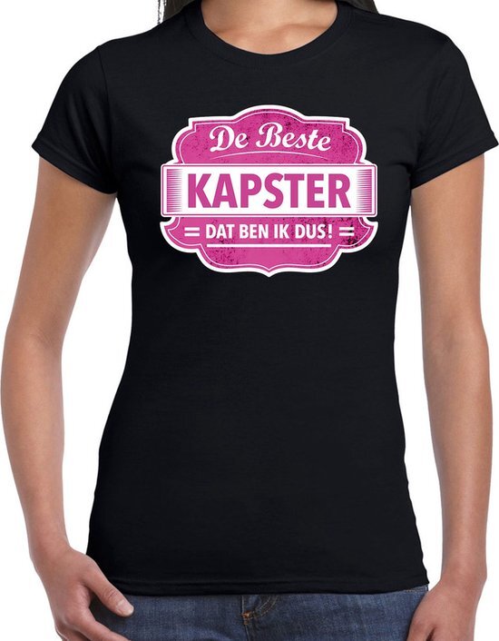 Bellatio Decorations Cadeau t-shirt voor de beste kapster zwart voor dames 2XL