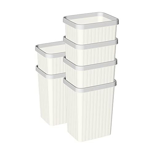 Cetomo 6 Set, Afvalmand Prullenbak, Afvalmand, Papierbak, Vuilnisbak voor Badkamers, Keuken, Thuiskantoren, Slaapzalen wit