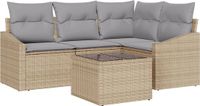 vidaXL Tuinbank Set 5-delig Beige/Lichtgrijs Polyrattan