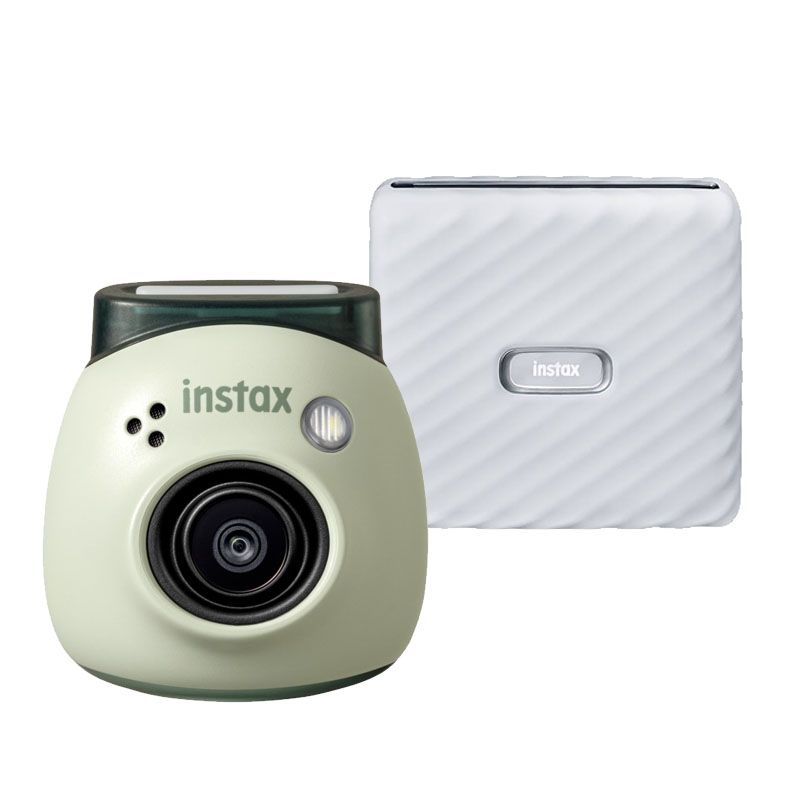 Fujifilm INSTAX PAL Digital Camera - Pistachio Green + Link WIDE Printer - Ash White