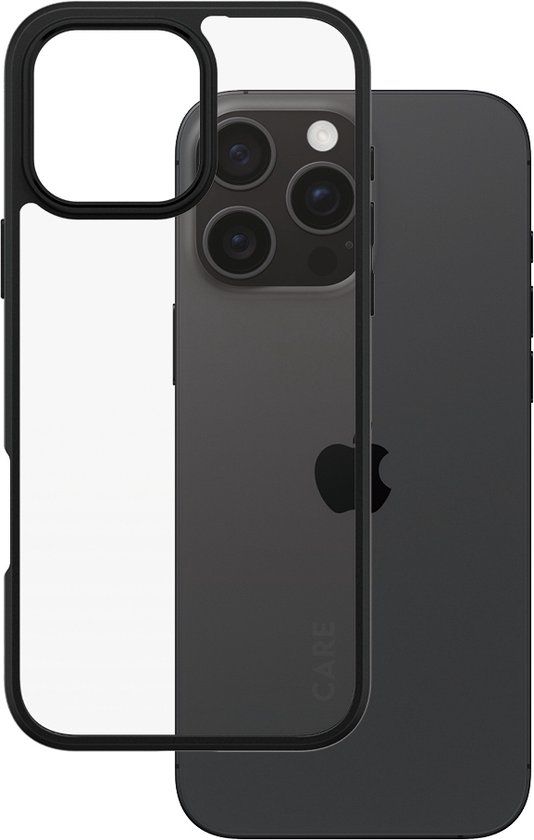 PanzerGlass CARE™ by ® Urban Combat Case Transparent w. Black Frame iPhone 16 Pro Max mobiele telefoon behuizingen Hoes Transparant