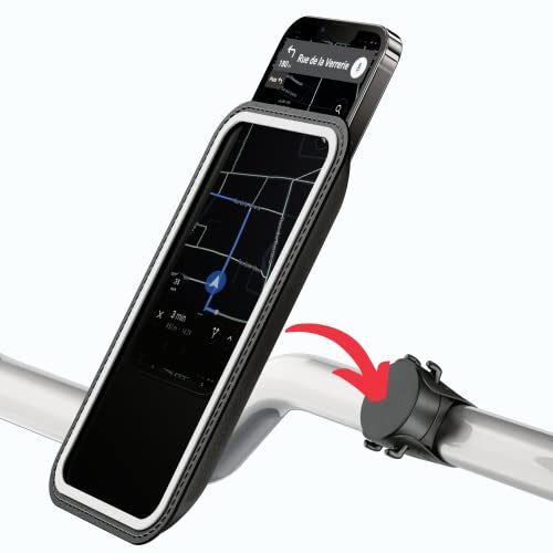 Shapeheart Magnetische telefoonhouder voor fiets, met afneembare tas, waterdicht, houder voor telefoon, motorfiets, fiets, scooter, mountainbike, universele accessoires