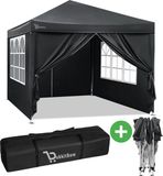 BukkitBow Partytent 3x3 easy up met Zijwanden - Antraciet Grijs