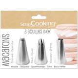 ScrapCooking - 3 spuitmonden voor macarons - spuitmonden van roestvrij staal professionele kwaliteit - spuitmondjes - taartdecoratie dessert - 1832