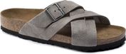 Birkenstock Lugano Suede Leather Regular Dames Teenslipper Maat 40 Grijs