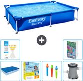 Bestway Rechthoekig Steel Pro Zwembad - 221 x 150 x 43 cm - Blauw