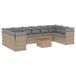 vidaXL 11-delige Loungeset met kussens, polyrattan, gemengd beige