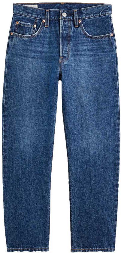 Levi's 501 high waist straight leg cropped jeans met medium wassing
