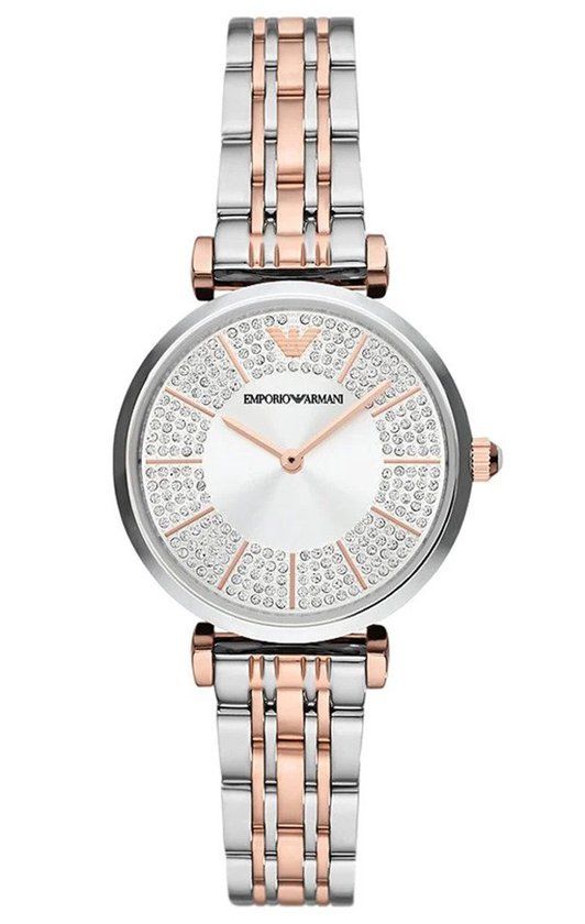 Emporio Armani Gianni T-Bar AR11537 Horloge Dames - Staal - Ø 32 mm