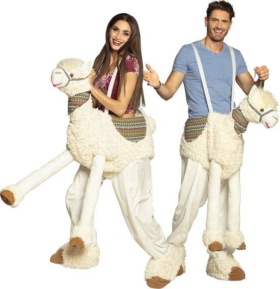 Boland - Kostuum Op een lama - One size - Unisex - Beige
