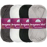 Amigurumi Select Set van 4 strengen 100% acryl garen voor haak- en breiprojecten - acryl vingergewicht - grijstinten