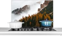 KitchenYeah Spatscherm keuken 80x55 cm - Herfst - Berg - landschap - Aluminium
