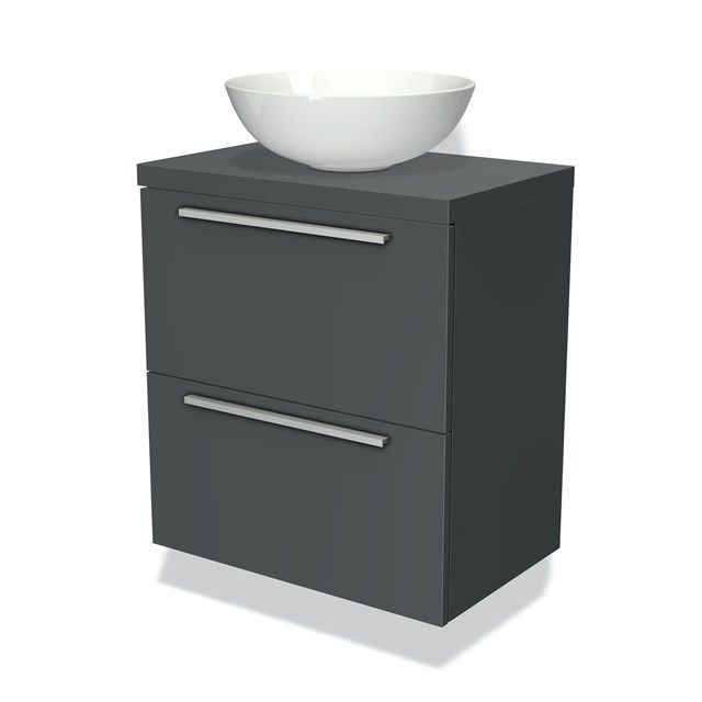 Maxaro Badkamermeubel Modulo Plato Slim 60cm Donkergrijs 2 Lades