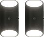 Northpoint Lampe de chevet LED avec détecteur de crépuscule et détecteur de mouvement, lumière dirigée vers le haut et vers le bas pour prise murale, set de 2, rond, noir