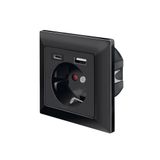 LogiLink PA0262B - inbouwstopcontact met 1x geaarde contactdoos (CEE 7/3), USB-A en USB-C, kleur: zwart