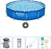 Bestway Rond Steel Pro Zwembad - 366 x 76 cm - Blauw - Inclusief Pomp Filter - Schoonmaakset - Testrips