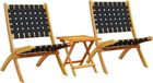 vidaXL Set van 2 klapstoelen met tafel, zwart, massief hout