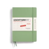 LEUCHTTURM1917 370545 Weekplanner 2025, middelgroot, A5, hardcover, 12 maanden, 80 g, gelinieerd, salie