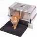 PRIORPET Kattenbak RVS XXL – Transparant Deksel & Klep Voorkant – Geurvrij, Lekvrij en Vlekvrij – Roestvrijstalen Kattentoilet Gesloten – Grote Kattenbak met Schep & Gritopvangmat – 60x40x34cm