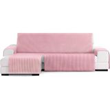 ECOMMERC3 Chaise longue bankovertrek met elastische elastieken voor chaise longue, links/rechts - chaise bankhoes in wit/roze, verstelbaar en veelzijdig voor Chaise Longue-banken, volledige