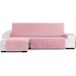 ECOMMERC3 Chaise longue bankovertrek met elastische elastieken voor chaise longue, links/rechts - chaise bankhoes in wit/roze, verstelbaar en veelzijdig voor Chaise Longue-banken, volledige