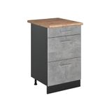 Vicco Keukenonderkast R-Line, Beton/Antraciet, 50 cm goudkleurig eiken werkblad
