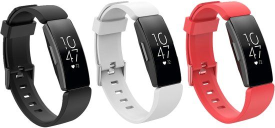 KELERINO. Siliconen bandje voor Fitbit Inspire (HR) - Wit & Zwart & Rood - Small