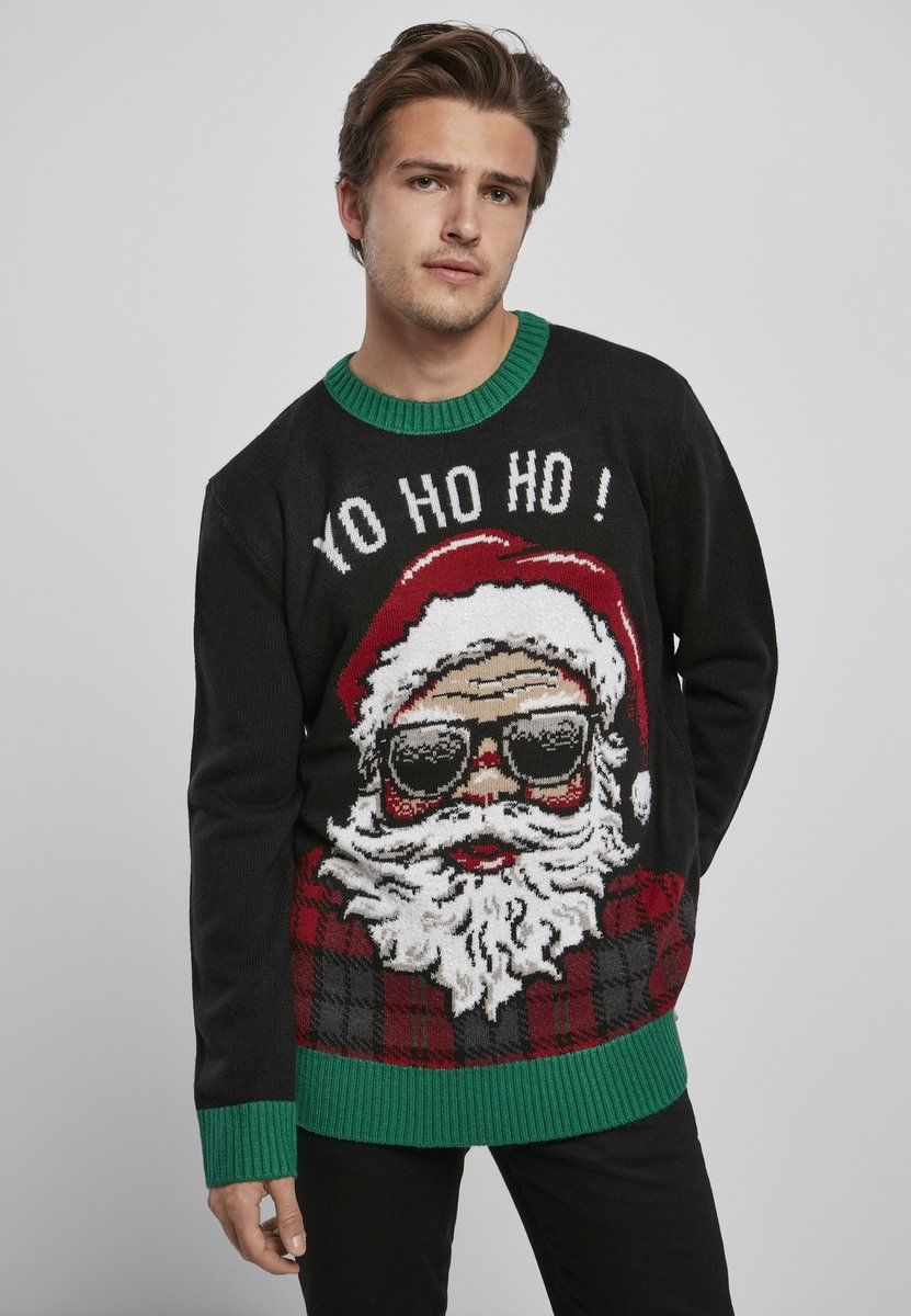 Urban Classics Yo Ho Ho Sweater Christmas jumper zwart-groen-wit S Acryl