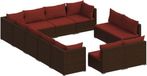 vidaXL Loungeset met kussens, bruin, polyrotan