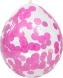 Merkloos / Sans marque Folat Bv Feest ballonnen transparant met confetti - roze - 4x stuks - 30 cm
