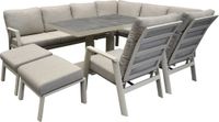AVH-Collectie Barolo hoek dining loungeset 8-delig aluminium verstelbare tafel latte zand