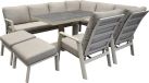 AVH-Collectie Barolo hoek dining loungeset 8-delig aluminium verstelbare tafel latte zand