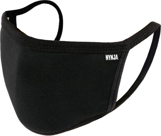 NYNJA Comfort Face Mask Black LARGE - Herbruikbaar &amp; wasbaar - Filterzak - Hypo allergisch katoen - 3 laags