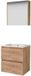Basic Line Comfort 46 Badkamermeubelset - 60 x 46 cm - Greeploos - 2 Lades - Keramische Wastafel - 1 Kraangat - Spiegelkast - Whisky Oak