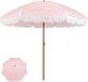 Merkloos Strandparasol met Franjes - Boho Gestreepte Parasol - Zonwering Buiten - Verstelbare Helling - 200 cm Diameter - Perzik Wit