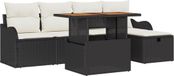 vidaXL Banc de jardin 6 pièces noir polyrattan