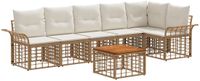 vidaXL - Hoek loungeset - 6 zitplekken - Polyester - Natuurlijk en crème wit